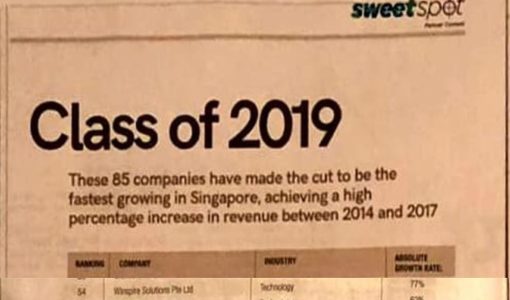 Recognised as one of the fastest growing companies in Singapore