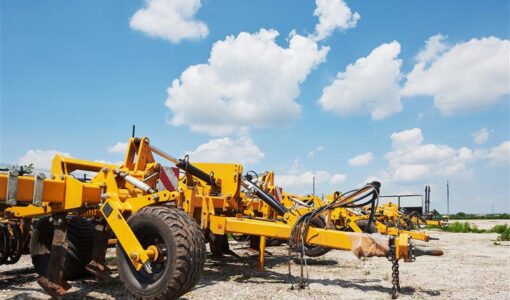 close up seeder attached tractor field