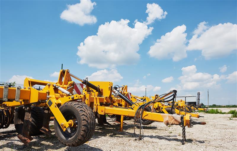 close up seeder attached tractor field